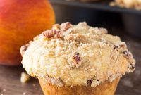 Golden Peach Crumble Muffins