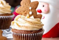 Warm Gingerbread Cupcakes Topped with Velvety Cream Cheese Frosting