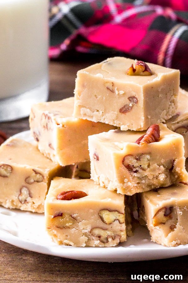 Extra creamy homemade butter pecan fudge with a delicious sweet, buttery flavor and toasted pecans for texture and nutty taste.