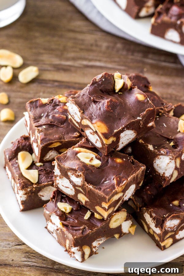 Ultimate Rocky Road Fudge 3 A plate of rocky road fudge - made with only 4 ingredients.