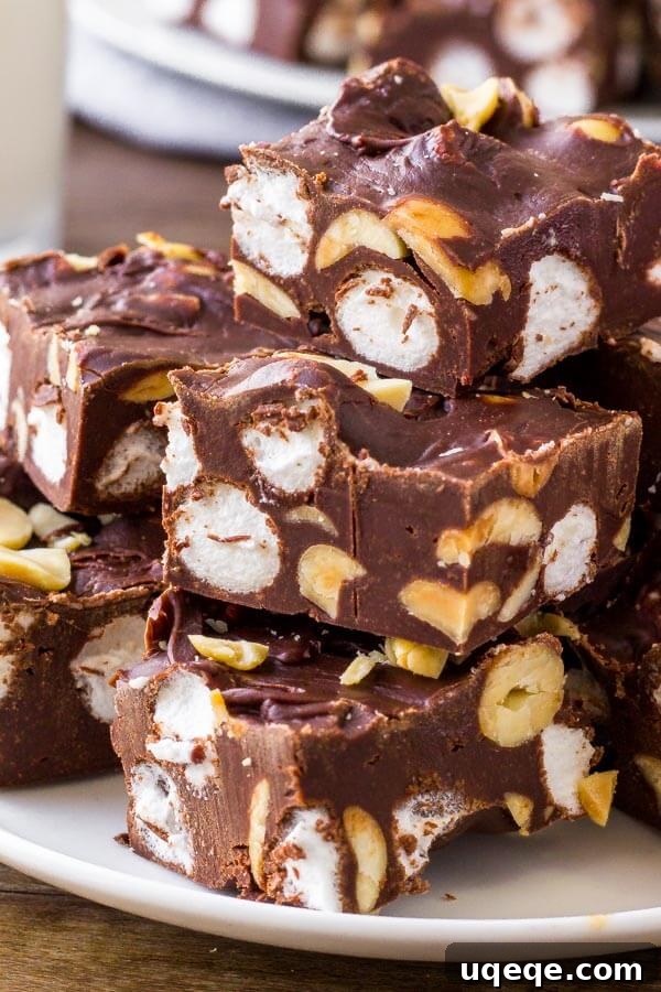 Ultimate Rocky Road Fudge 5 Rocky Road Fudge Recipe - this easy recipe is made with only 4 ingredients.