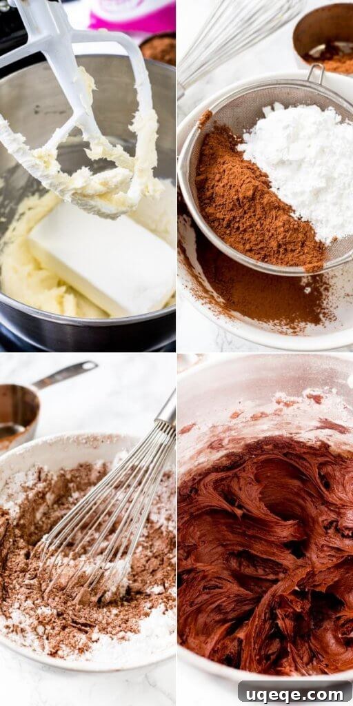 Velvety Chocolate Cream Cheese Delight 2 Step by step guide of how to make cream cheese chocolate frosting. Easy, creamy & perfect for cupcakes or cakes