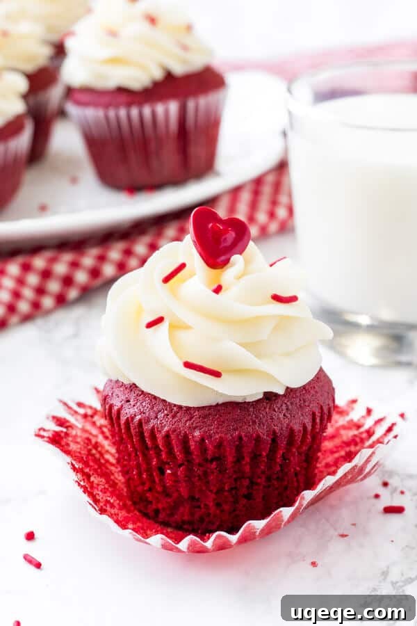 Irresistible Red Velvet Creations 3 Red Velvet Cupcakes - moist, tender & topped with cream cheese frosting!