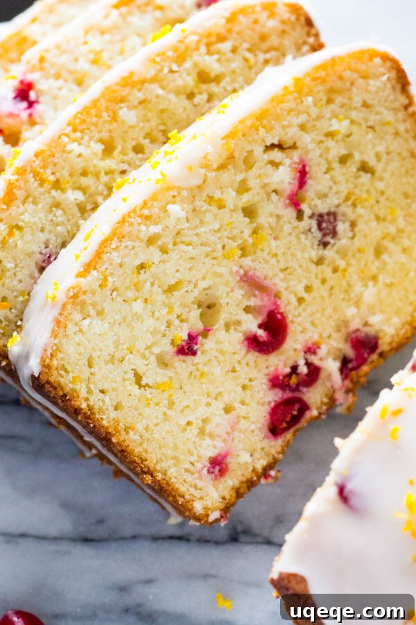 Golden Cranberry Orange Loaf 2 Perfectly soft & moist Glazed Cranberry Orange Loaf, ideal for holiday baking. Made with sour cream for an irresistible texture, topped with a sweet orange glaze.