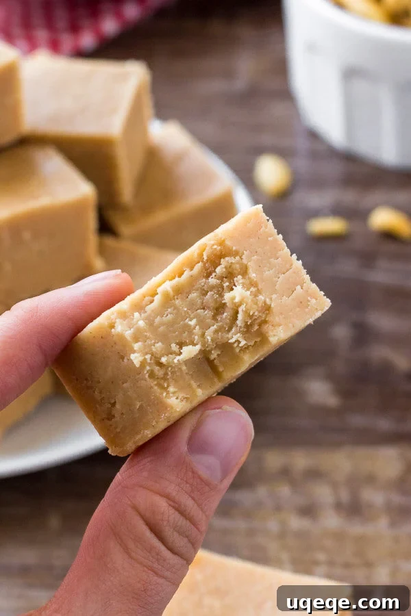 Creamy, smooth, and deliciously peanut buttery fudge squares, perfect for a sweet treat.