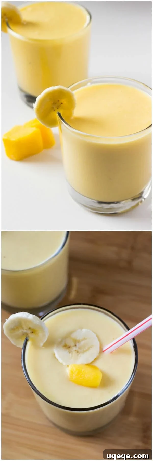 Tropical Mango Bliss 3 Thick, creamy, and refreshing Mango Fruit Smoothie, packed with tropical flavors and healthy ingredients.