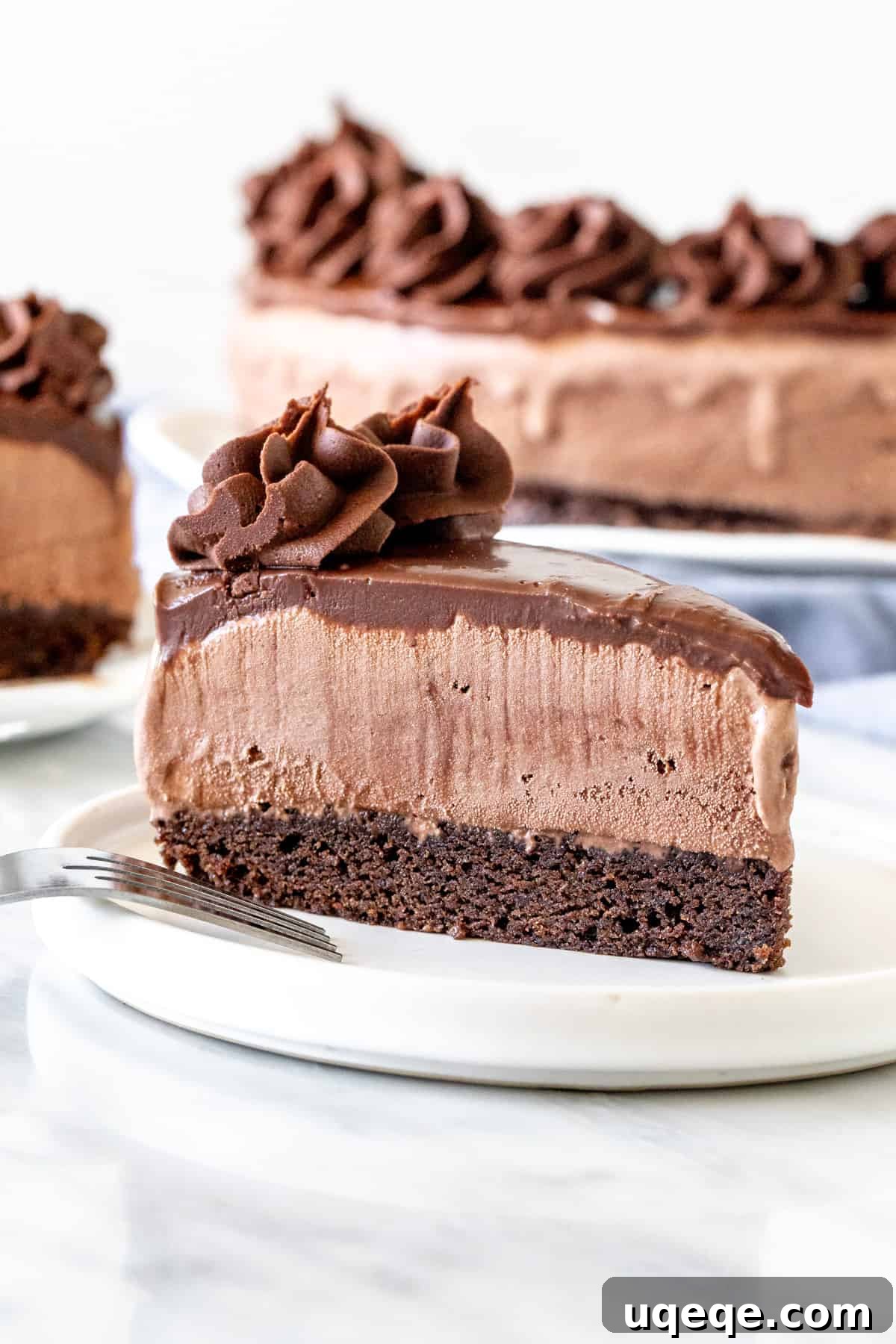 Frozen Chocolate Indulgence 2 Slice of chocolate ice cream cake showing layers