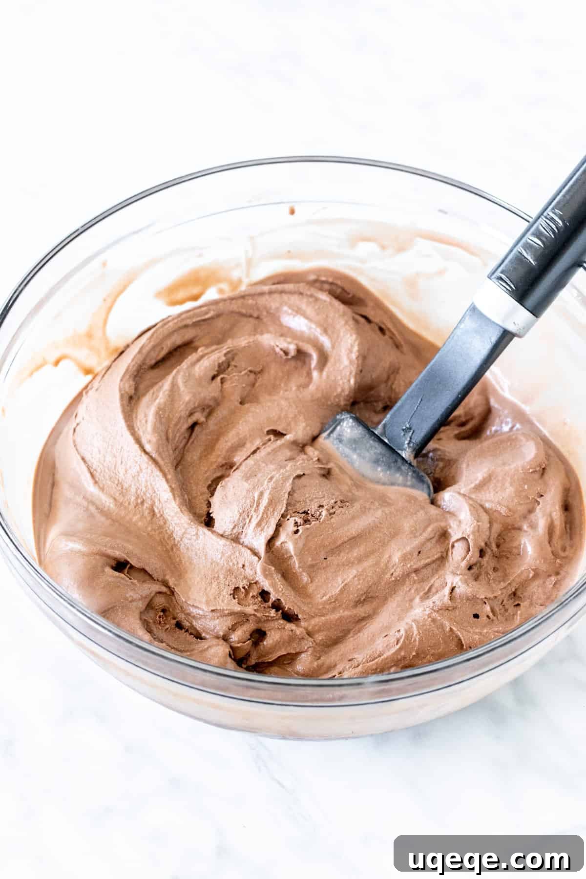 Frozen Chocolate Indulgence 4 Bowl of softened chocolate ice cream, ready for spreading
