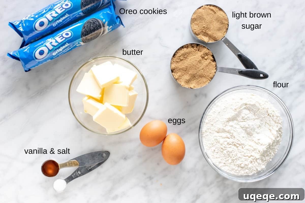 Cookies and Cream Dream Bars 3 Ingredients for making Oreo bars