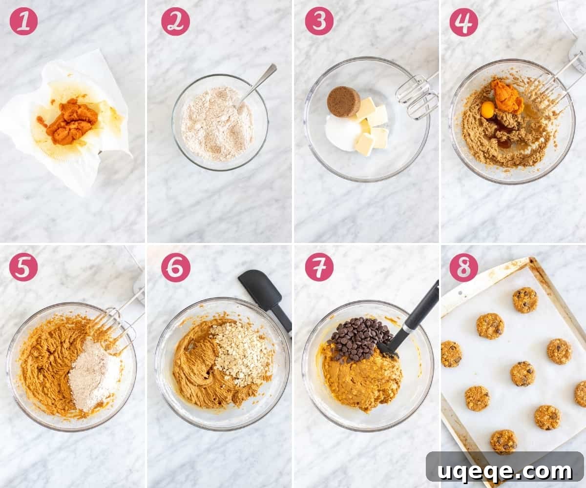 Collage of 8 photos of making cookies