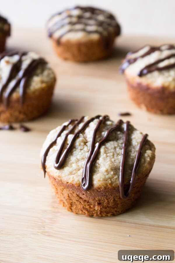 Peanut Butter Banana Muffins with Chocolate Glaze. Gluten free, sugar free & dairy free - you won't believe how easy and delicious this recipe is!