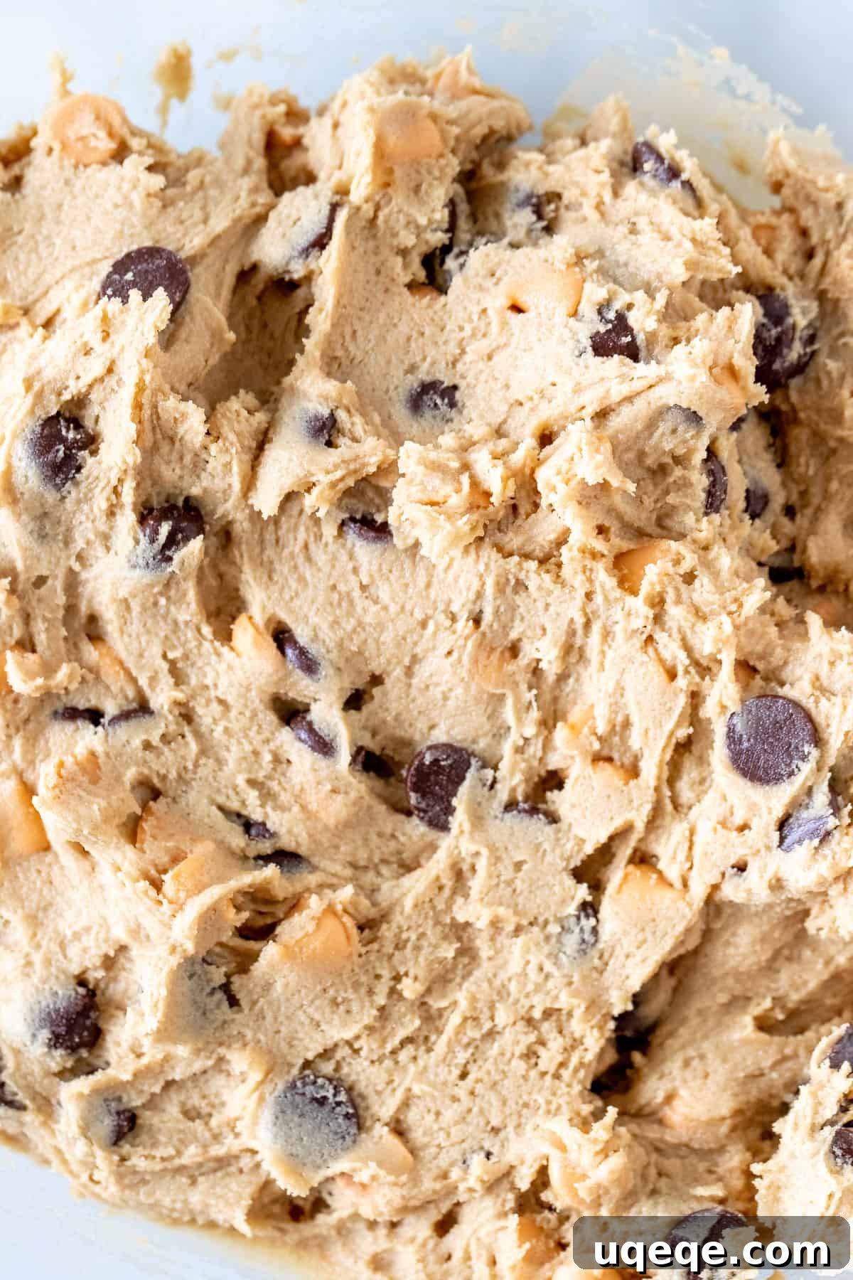 Perfectly Soft and Chewy Butterscotch Chocolate Chip Cookies 4 Bowl of homemade butterscotch chocolate chip cookie dough ready to be scooped