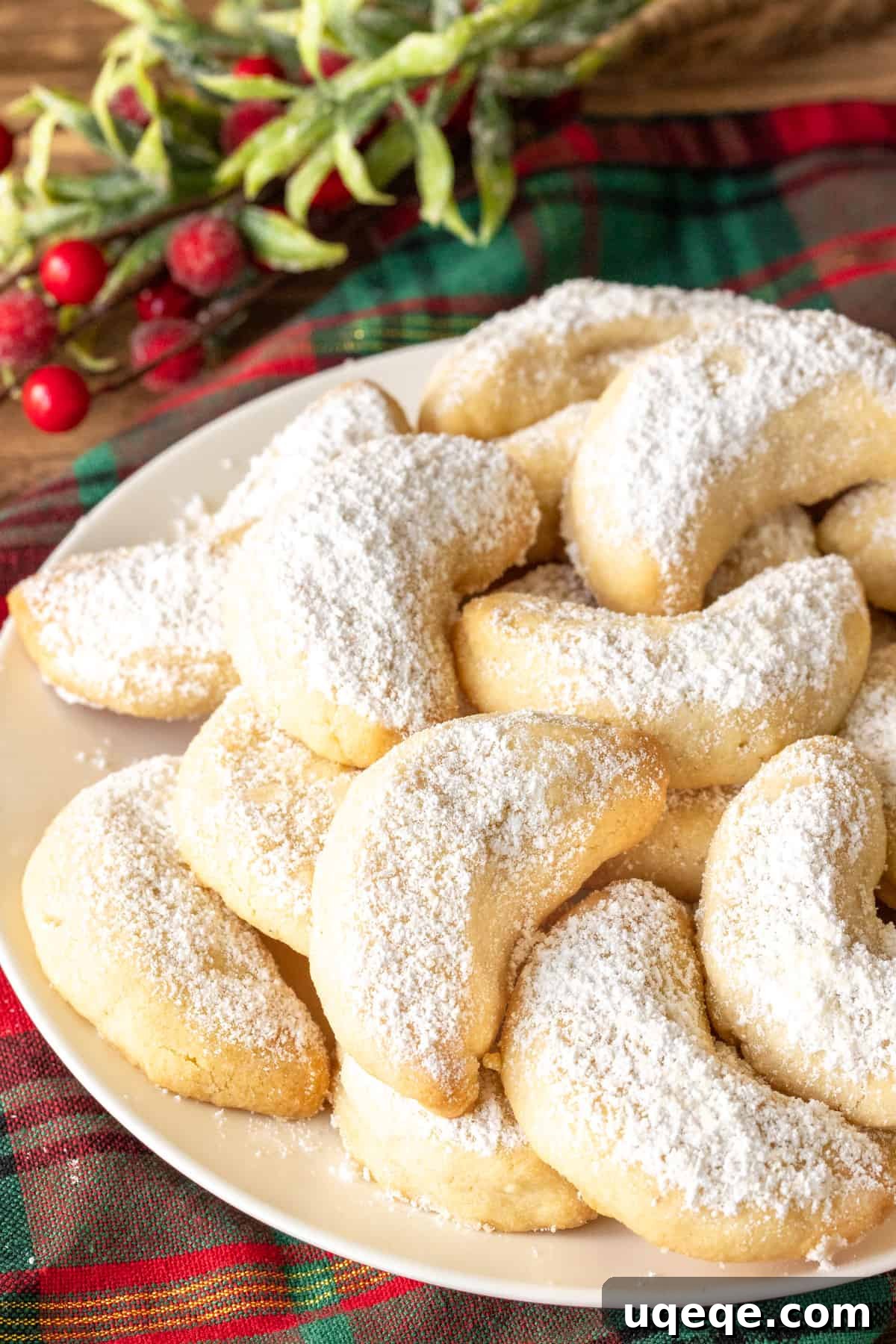 Plate of golden-baked Viennese almond cookies