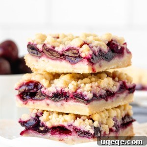 Stack of three cherry crumb bars