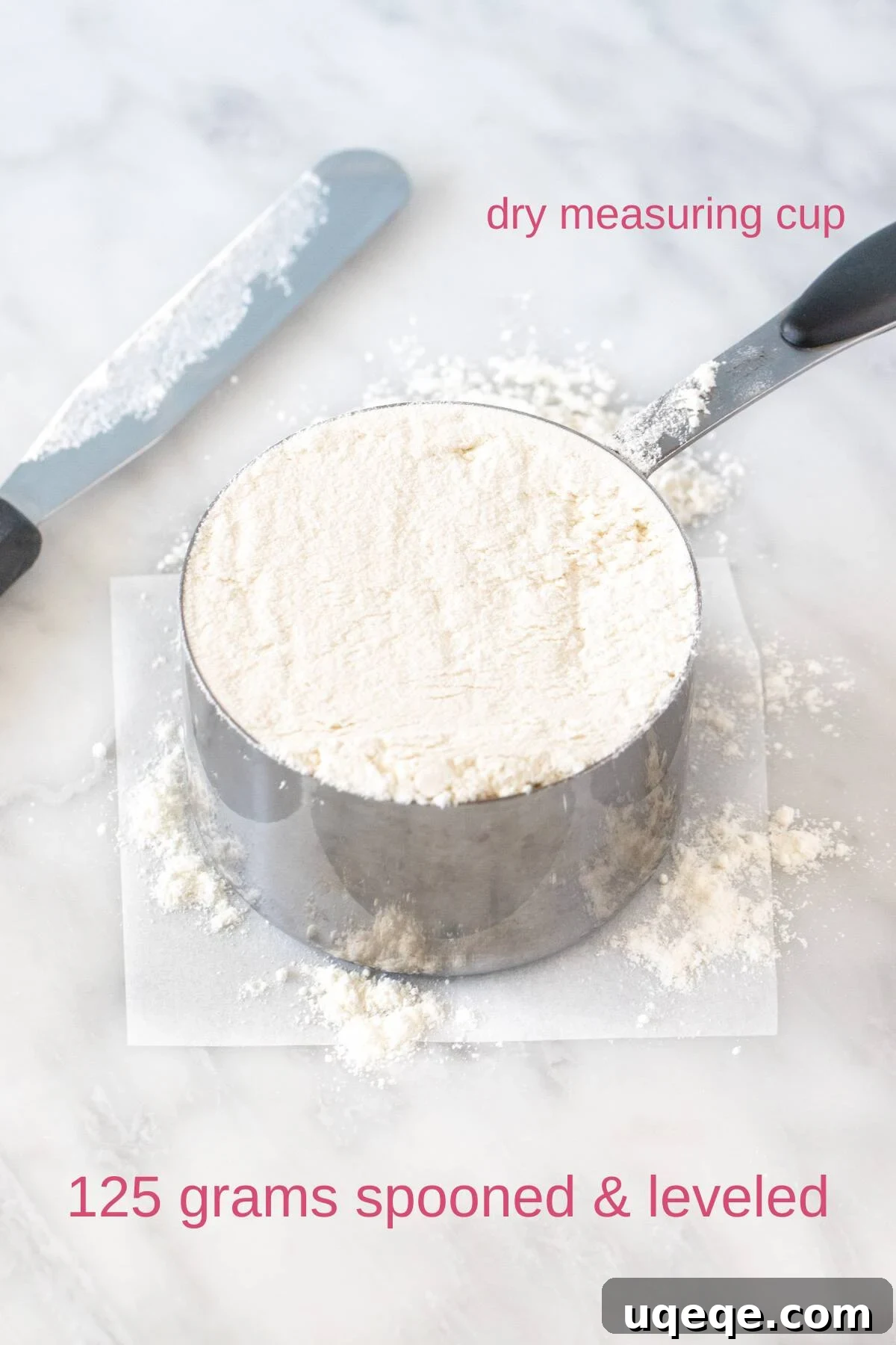Mastering Flour Measurement With or Without a Kitchen Scale 4 1 cup of flour measured in a dry measuring cup