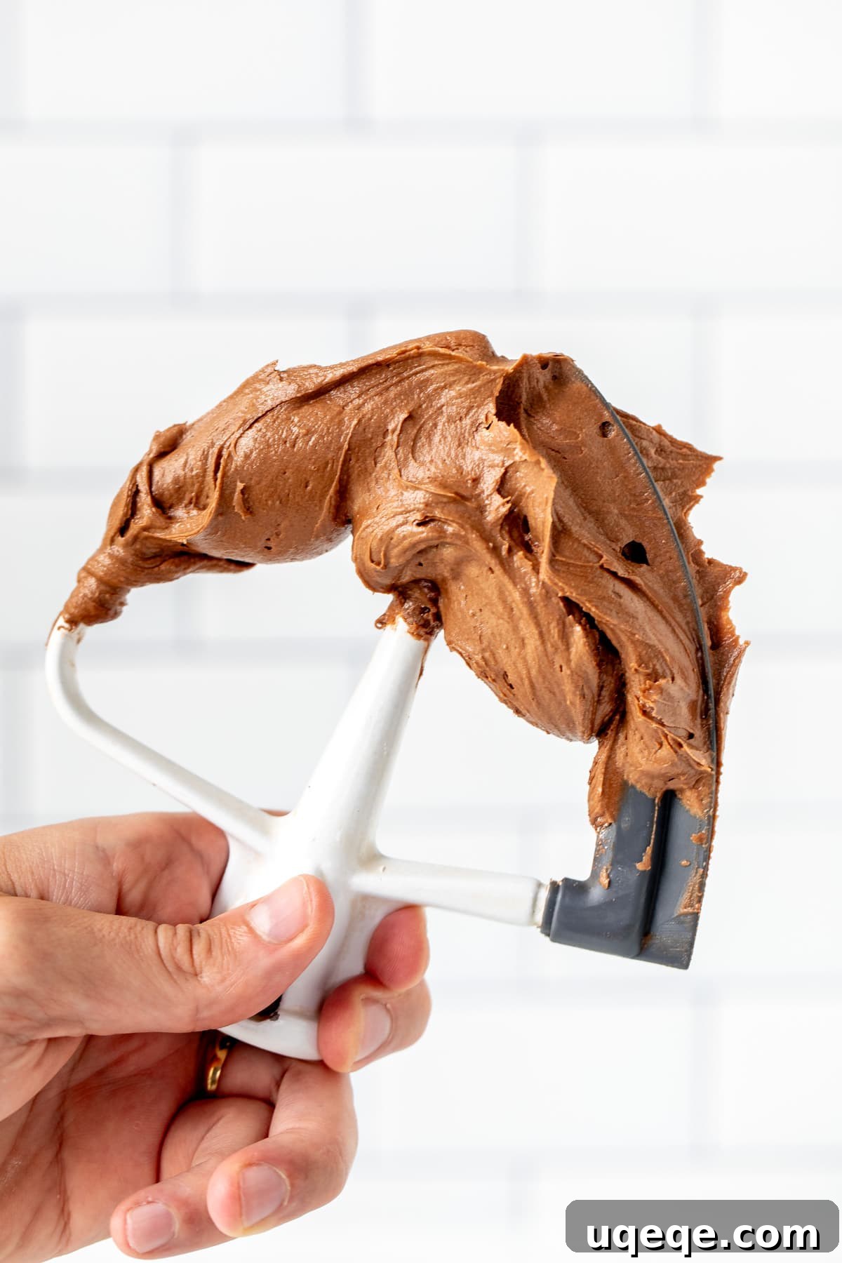 Decadent Nutella Frosting 2 Beater covered in creamy Nutella frosting, showcasing its smooth, pipeable texture