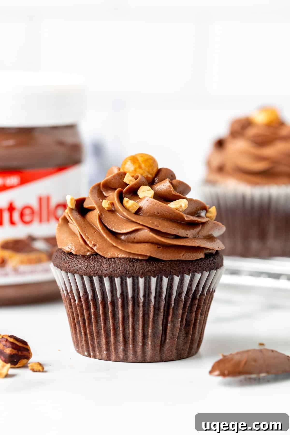 Nutella Dream Cupcakes 2 Nutella cupcake with Nutella frosting and jar of Nutella