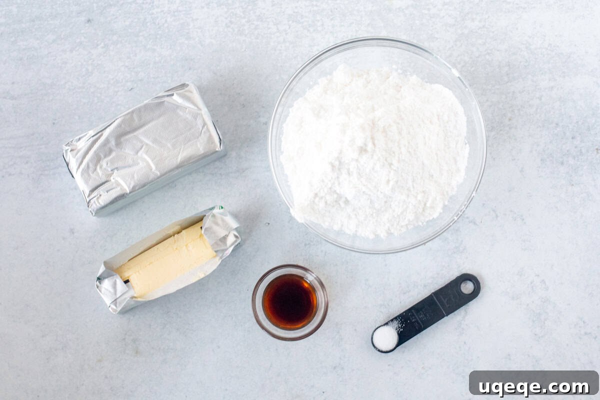 Warm Spiced Pumpkin Delight 6 Cream cheese, butter, powdered sugar, and vanilla extract—the essential ingredients for a decadent cream cheese frosting.