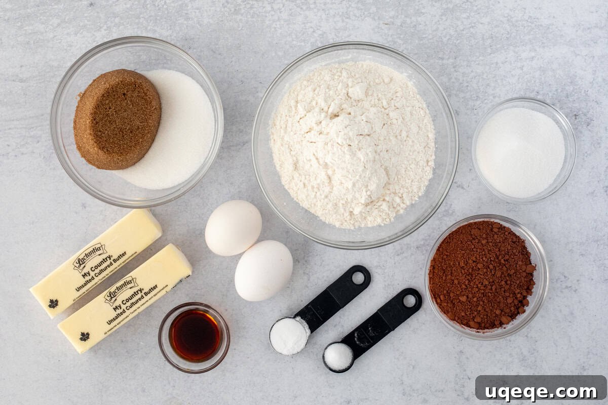 Cocoa Dream Cookies 4 Assortment of fresh ingredients for baking chocolate sugar cookies