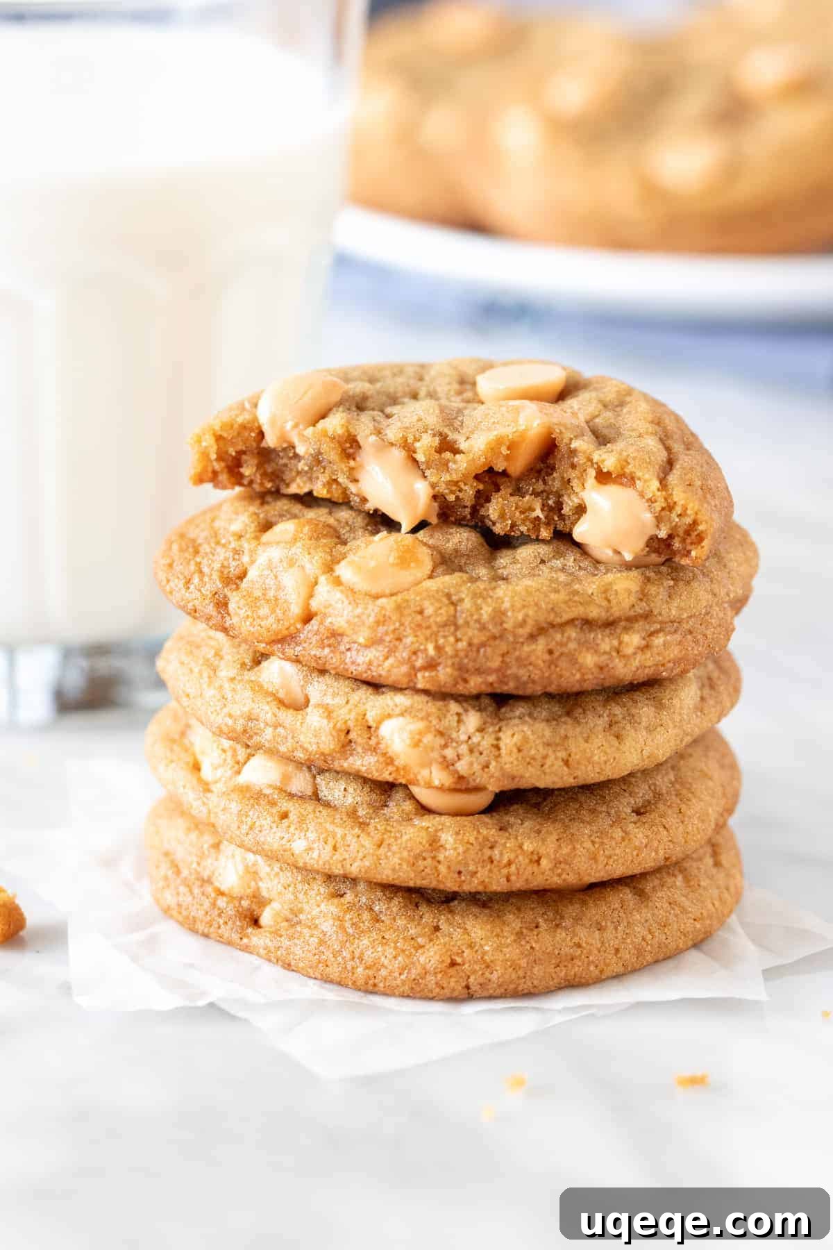 Golden Butterscotch Delights 2 Stack of butterscotch cookies with the top cookie broken in half.