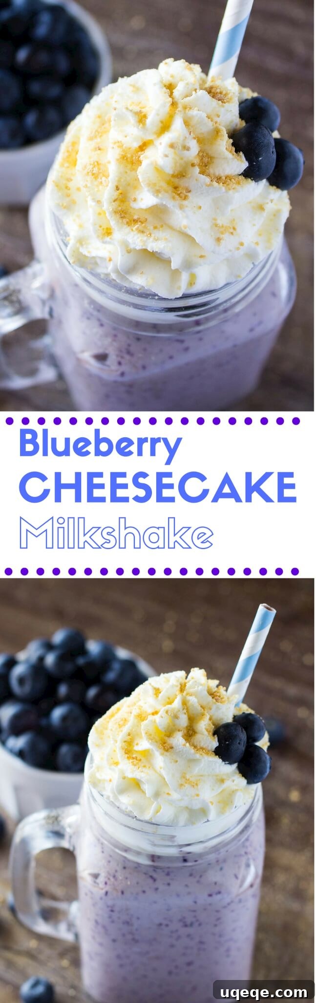 Velvet Blueberry Cheesecake Dream 5 Multiple glasses of decadent Blueberry Cheesecake Milkshakes, artfully topped with fluffy whipped cream and crunchy graham cracker crumbs, perfectly arranged for serving.