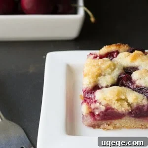 Cherry Almond Bars - A delicious and easy recipe for fruit bars with a buttery almond base and fresh cherry filling.