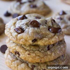 Decadent Chip Delights 6 Batch of freshly baked chocolate chip cookies, golden brown and glistening with melted chocolate.