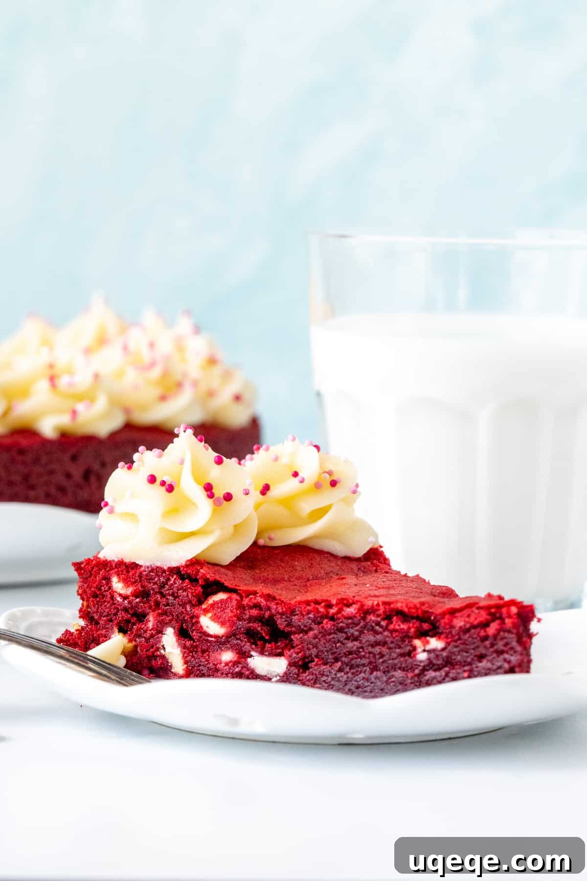 Decadent Red Velvet Cookie Cake 2 Slice of red velvet cookie cake with cream cheese frosting