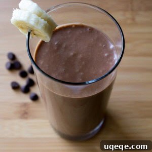 Chocolate Peanut Butter Banana Smoothie, dairy-free, sugar-free, 5 ingredients