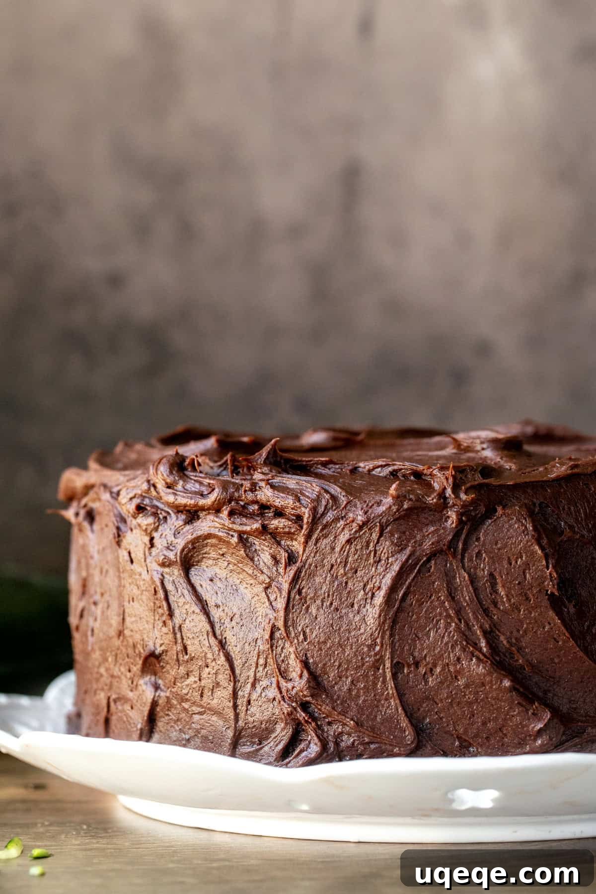 Chocolate Zucchini Delight 3 8-inch round chocolate zucchini cake frosted with creamy chocolate