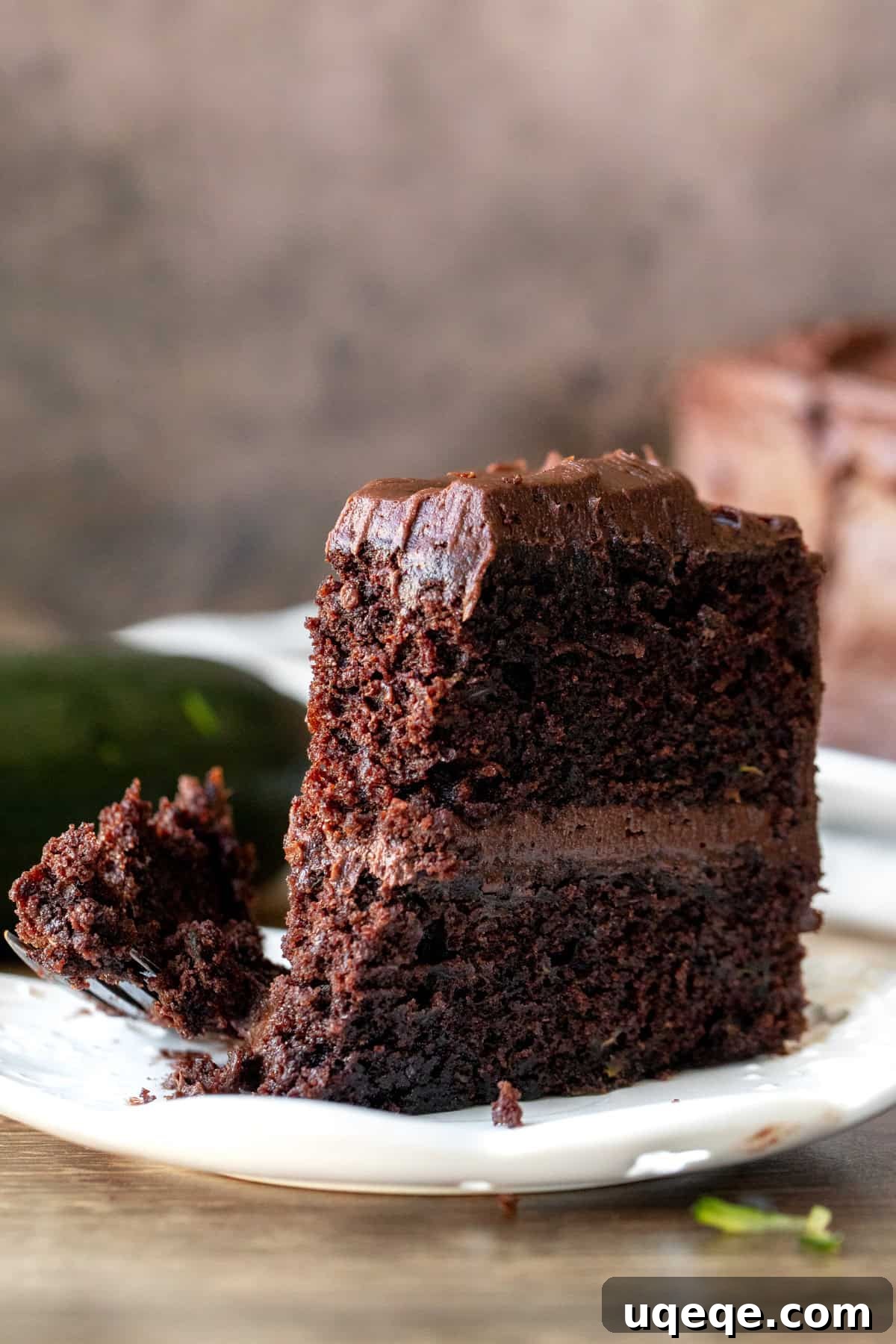 Chocolate Zucchini Delight 8 Slice of 2 layer chocolate zucchini cake with chocolate frosting