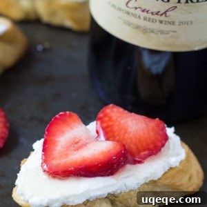 These goat cheese crostini with fresh berries & honey are the perfect appetizer. They're light & fresh with creamy goat cheese and perfect for a casual get together. #sharewineandbites #ad