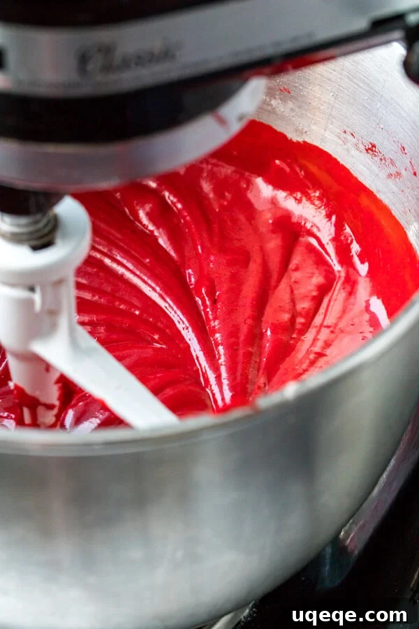 Effortless Red Velvet Delight 4 Red Velvet Cake batter - learn all the tricks for how to make red velvet cake.