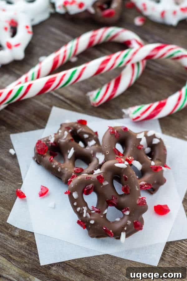 Salty & sweet - these Chocolate Peppermint Pretzels are the perfect holiday treat. So easy & only 3 ingredients, they make a great edible gift too! 