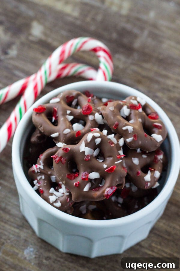 Salty & sweet - these Chocolate Peppermint Pretzels are the perfect holiday treat. So easy & only 3 ingredients, they make a great edible gift too! 