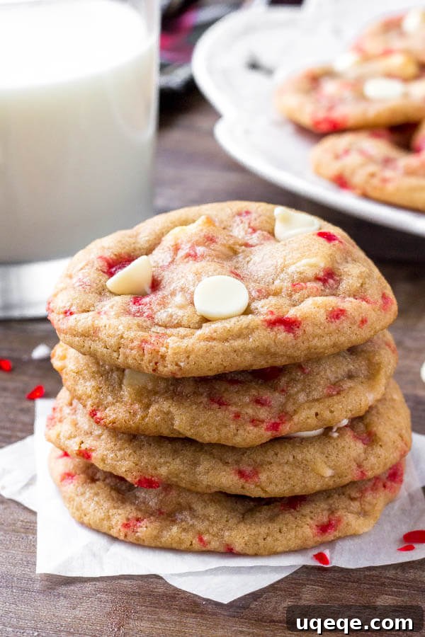 10 Instant Christmas Treat Ideas 4 A stack of candy cane white chocolate cookies with a glass of milk.