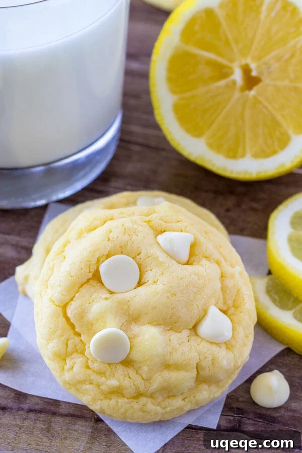 Zingy Lemon Cake Mix Cookies 2 Lemon cake mix cookies are extra soft with a hint of lemon and filled with white chocolate chips.