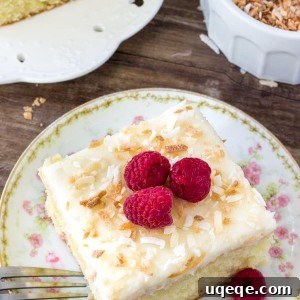 Homemade coconut cake is tender and moist with a delicious coconut flavor and fluffy coconut frosting