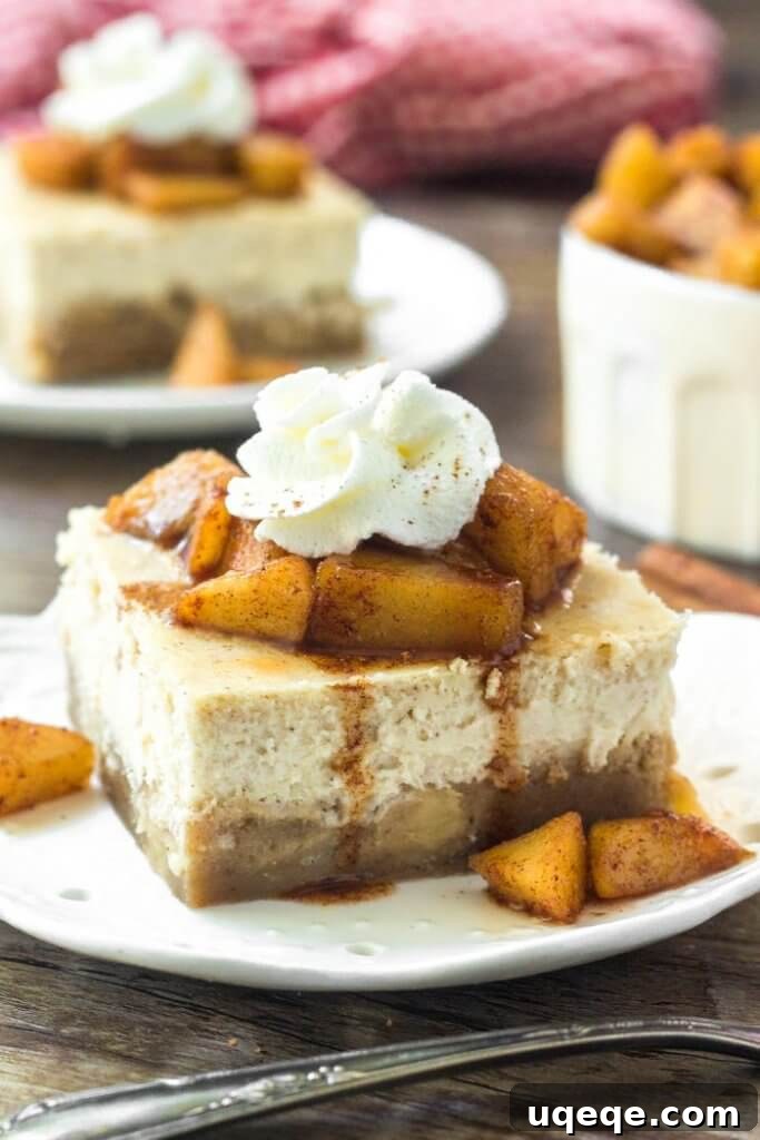 Spiced Apple Cheesecake Bars 3 Apple cheesecake bars have an apple blondie base and cinnamon cheesecake layer