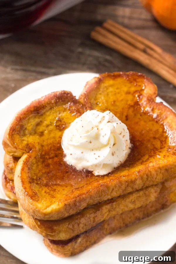 Golden Pumpkin Spice French Toast 5 Extra fluffy pumpkin french toast has a hint of pumpkin spice & is perfect for fall.