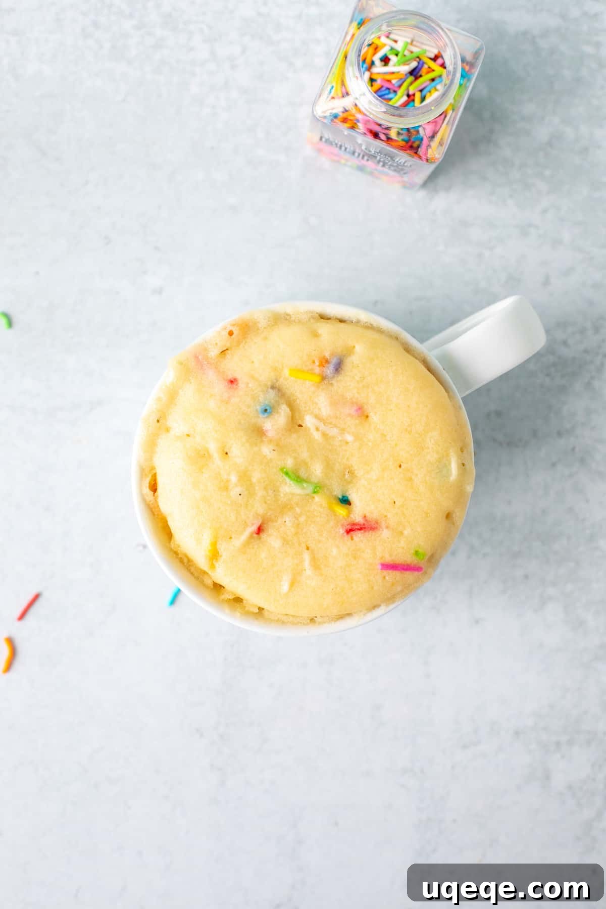 Easy Vanilla Mug Cake 6 Baked sprinkle mug cake