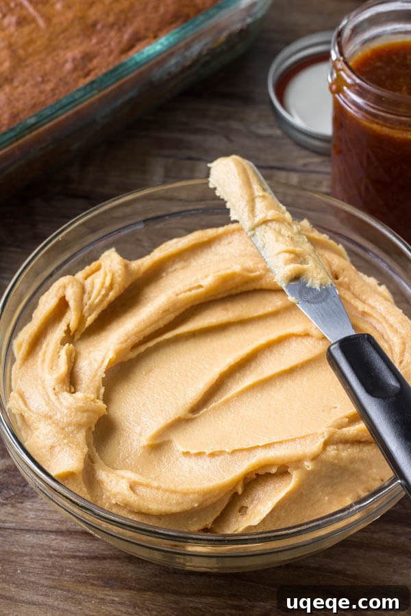 Decadent Pumpkin Caramel Cream Cheese Cake 4 A bowl of caramel cream cheese frosting - smooth, creamy, perfectly sweet.