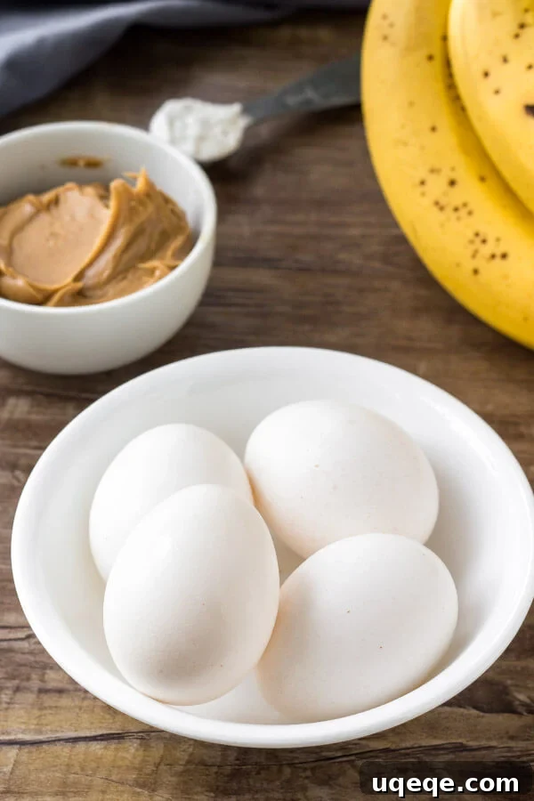 Quick Peanut Butter Banana Pancakes 4 These healthy peanut butter banana pancakes only need 4 ingredients to make. Flourless, no refined sugars, & ready in no time.
