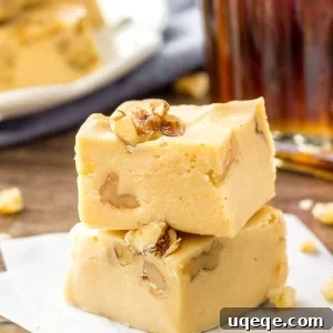 Easy maple walnut fudge is extra creamy and made with only 4 ingredients.