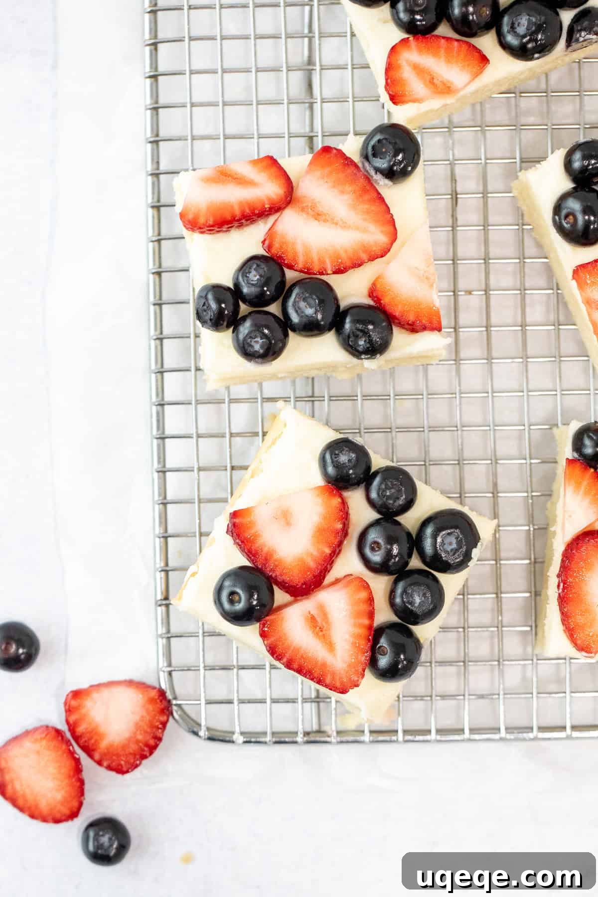 berry sugar cookie bars on a cutting board