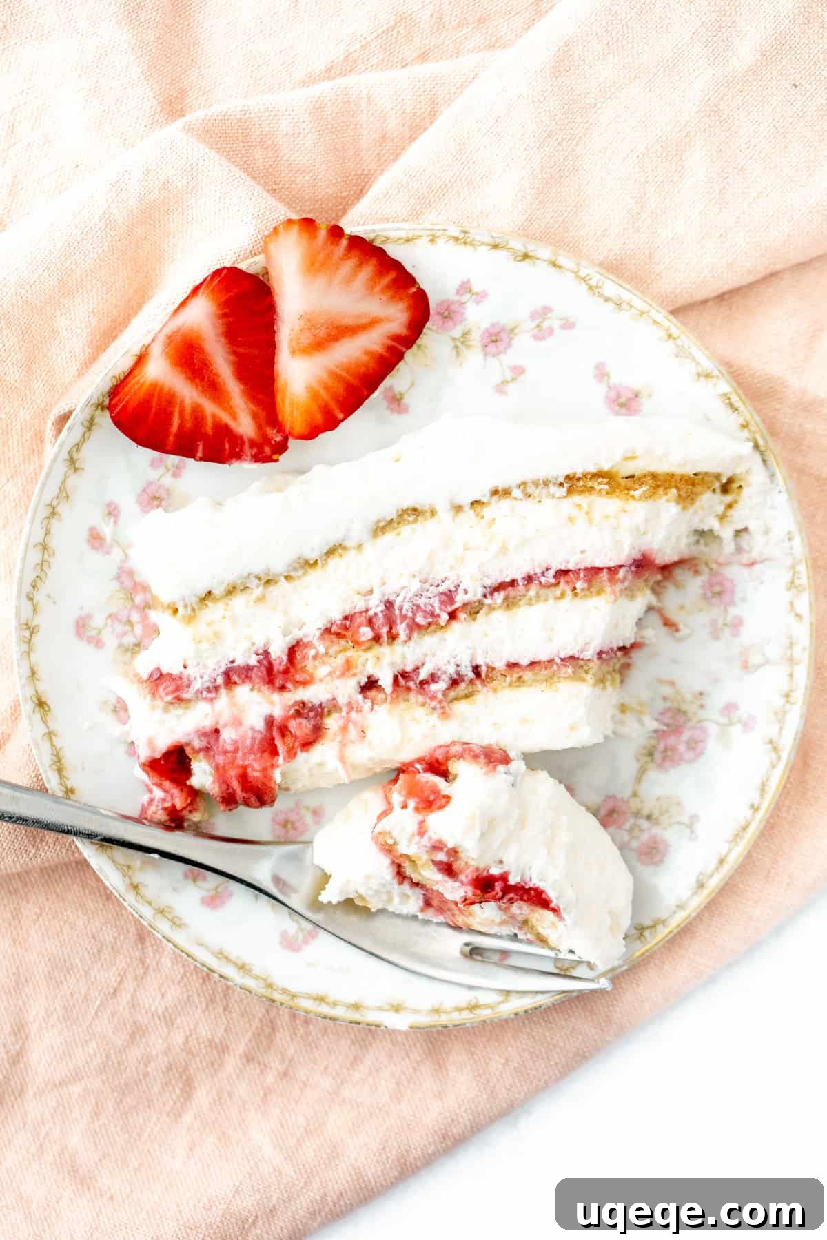 No-Bake Strawberry Icebox Cake Recipe with Whipped Cream 6 Slice of strawberry cheesecake icebox cake