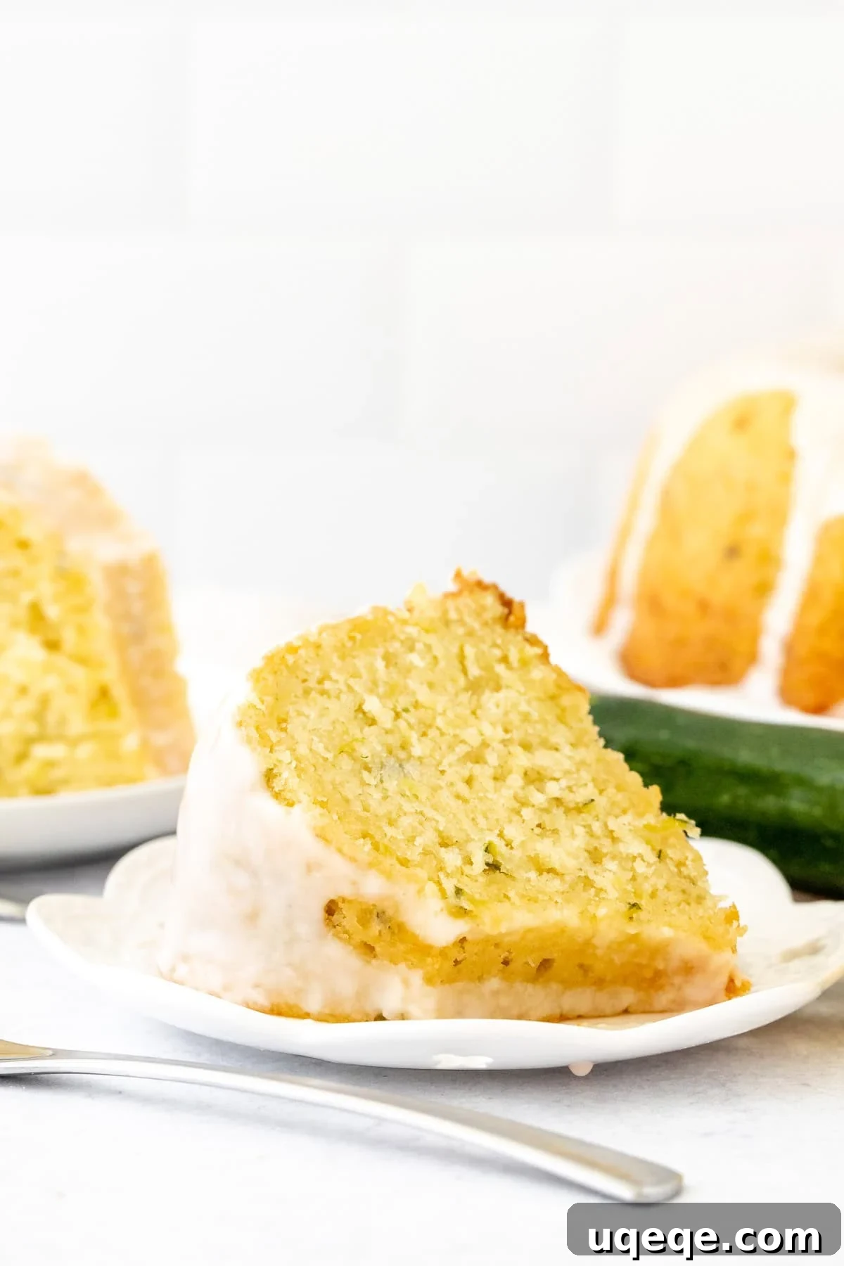 Moist Lemon Zucchini Cake with Cream Cheese Glaze 7 Slice of lemon zucchini bundt cake