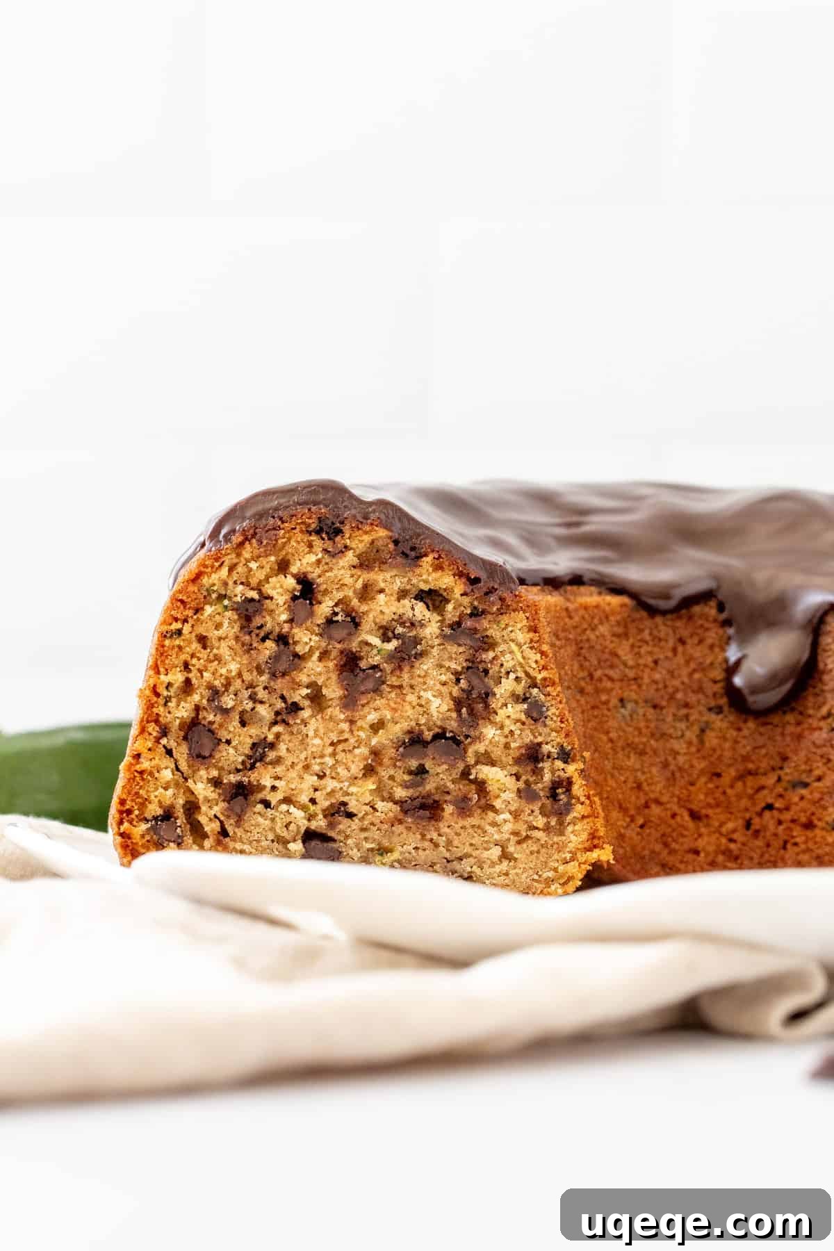 Moist Chocolate Chip Zucchini Cake Recipe 8 chocolate chip zucchini bundt cake with slices cut out of the cake