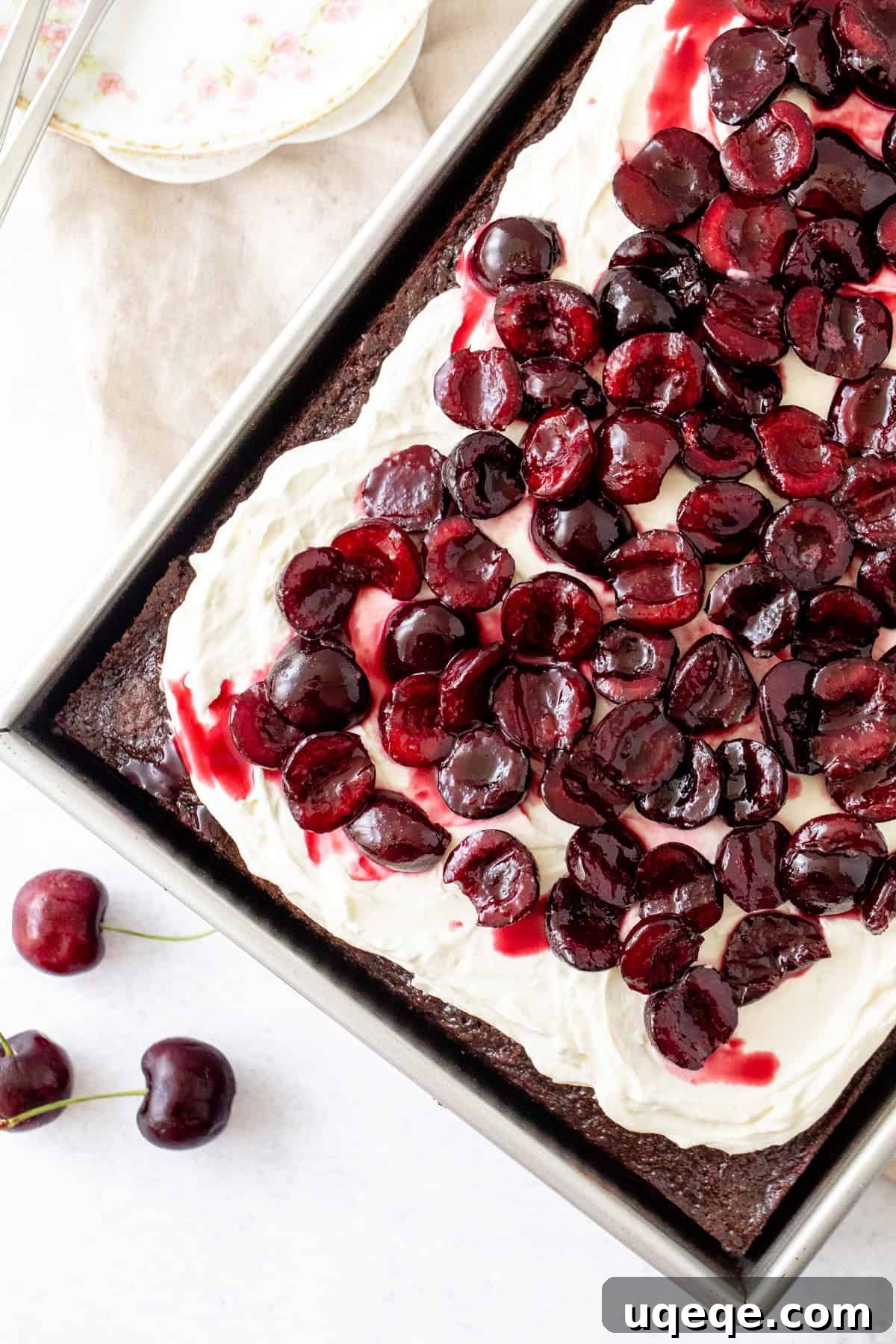 Black Forest Sheet Cake Recipe with Chocolate and Cherries 3 Single layer black forest cake, in a 9x13 inch cake pan