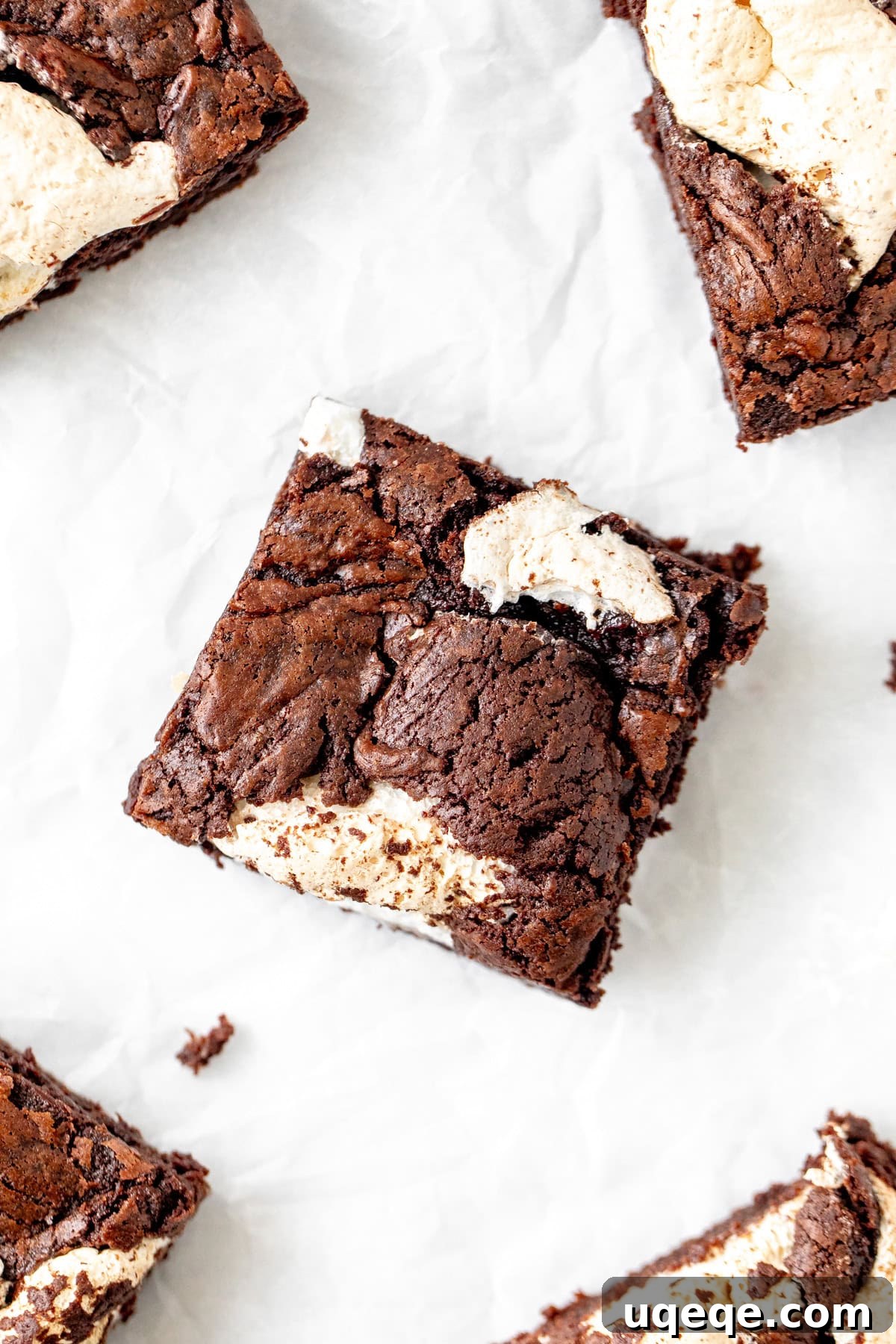Gooey Marshmallow-Stuffed Chocolate Brownies 3 marshmallow brownies, cut into squares